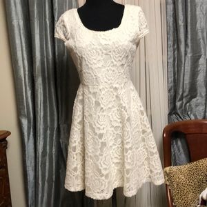 Winter white lace dress.